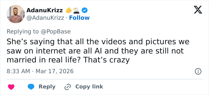 Screenshot of a Twitter reply discussing Zendaya and Tom Holland marriage rumors and real wedding footage claims.