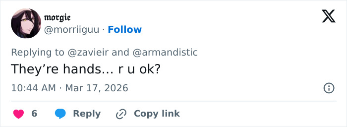 Screenshot of a social media comment noticing a disturbing detail in photos of Maude Apatow at Oscars party.