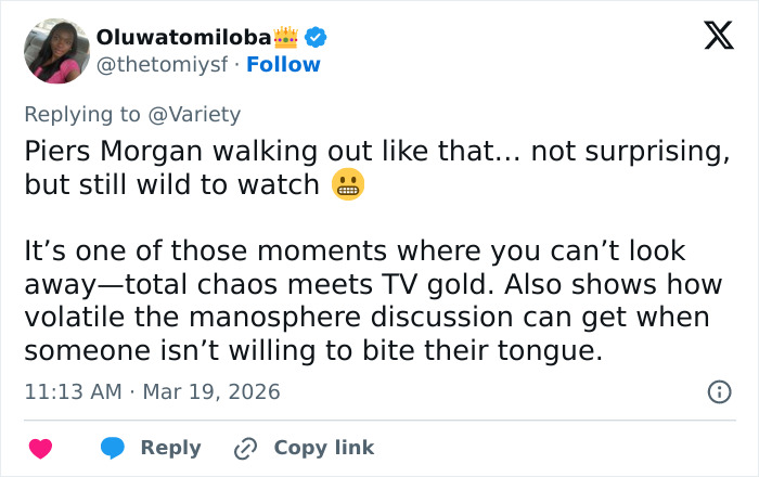 Piers Morgan sai de seu próprio programa após comentário grosseiro de Epstein do influenciador de ‘Manosphere’