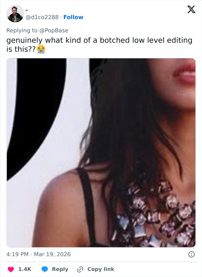 Close-up of Olivia Rodrigo’s Vogue cover showing a low quality photo edit that fans criticized as mediocre level. Close-up of Olivia Rodrigo’s Vogue cover showing a low quality photo edit that fans criticized as mediocre level.