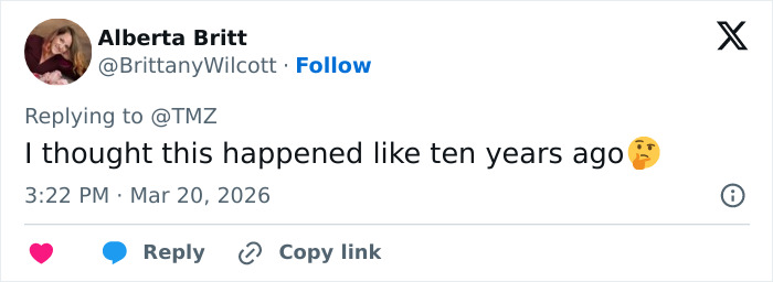 A usuária do Twitter Alberta Britt respondendo ao TMZ com um comentário sobre a irmã de Joseph Duggar, Jill, falando após a prisão do irmão. A usuária do Twitter Alberta Britt respondendo ao TMZ com um comentário sobre a irmã de Joseph Duggar, Jill, falando após a prisão do irmão.