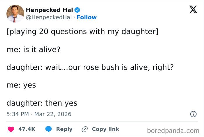 Parent and daughter playing 20 questions in a humorous conversation showing parent-kid humor in their DNA.