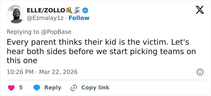 Tweet discussing Jude Law's ex calling out Chappell Roan after the singer's bodyguard incident involving her daughter.