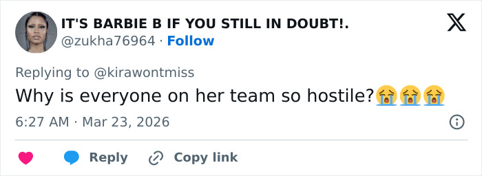Tweet showing user questioning hostility of Chappell Roan's team amid backlash over treatment of Jude Law's daughter fan incident. Tweet showing user questioning hostility of Chappell Roan's team amid backlash over treatment of Jude Law's daughter fan incident.