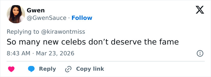 Tweet from Gwen reacting to new celebs, mentioning Chappell Roan siccing security on fan amid backlash for treatment of Jude Law's daughter. Tweet from Gwen reacting to new celebs, mentioning Chappell Roan siccing security on fan amid backlash for treatment of Jude Law's daughter.