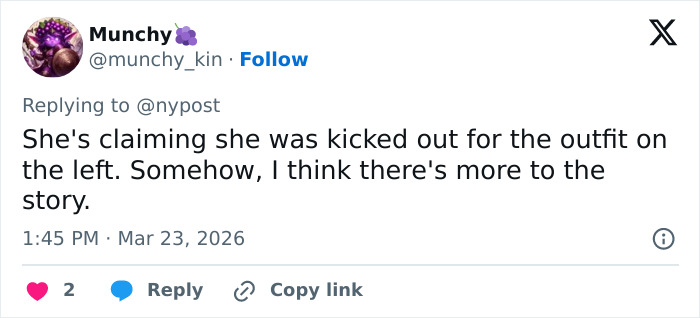 Screenshot of a social media reply discussing an influencer speaking out after an inappropriate Disney World outfit complaint.