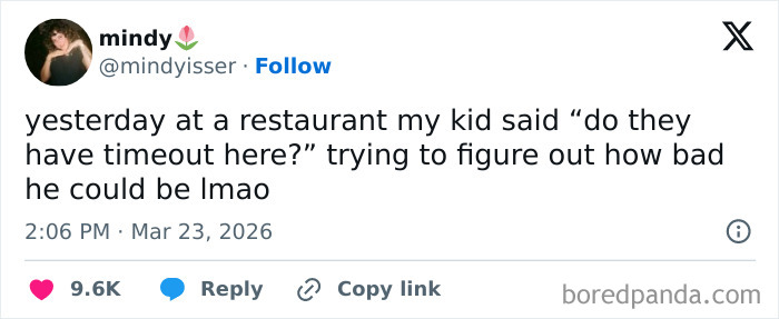 Tweet about a parent sharing funny and honest struggles kids cause at restaurants, part of parents' real-life challenges.