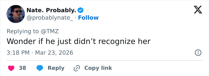 Tweet by Nate Probably responding to TMZ, mentioning a question about recognition related to Kelly Osbourne and Sid Wilson split.