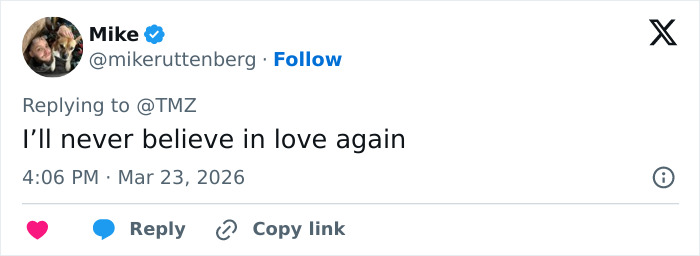 Mike tweeting about love, reflecting on Kelly Osbourne and fiancé Sid Wilson's reported split after her dramatic transformation.