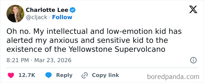 Screenshot of a funny and honest parent tweet sharing relatable struggles of parenting on social media in March edition.