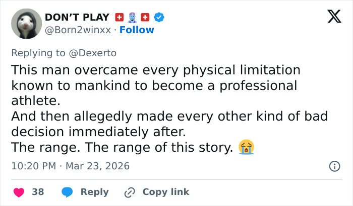 Tweet about a man with no arms or legs accused of slaying a passenger and driving off with the body.