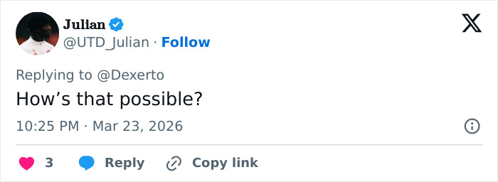 Screenshot of a Twitter reply by Julian questioning the possibility of a man with no arms or legs accused of slaying a passenger.