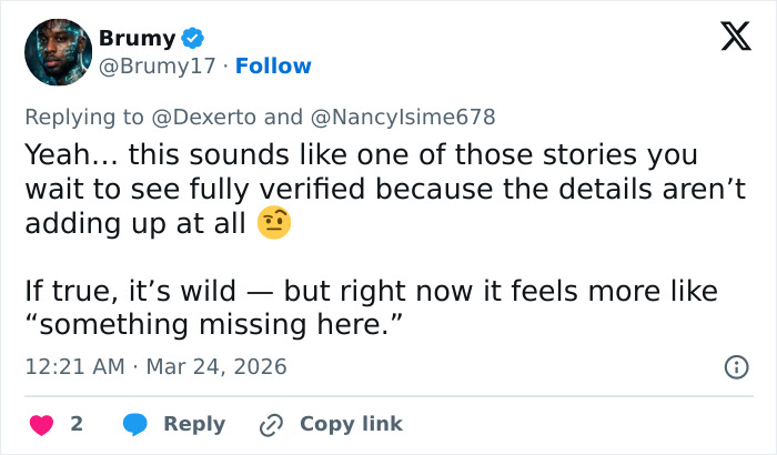 Screenshot of a tweet discussing a man with no arms or legs accused of slaying a passenger and driving off with the body.