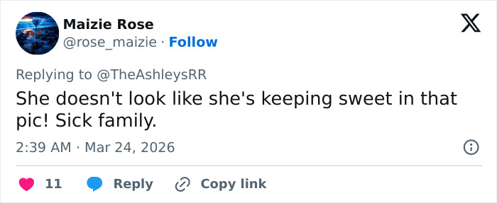 Social media comment criticizing Michelle Duggar family after heated confrontation and jail bail incident.