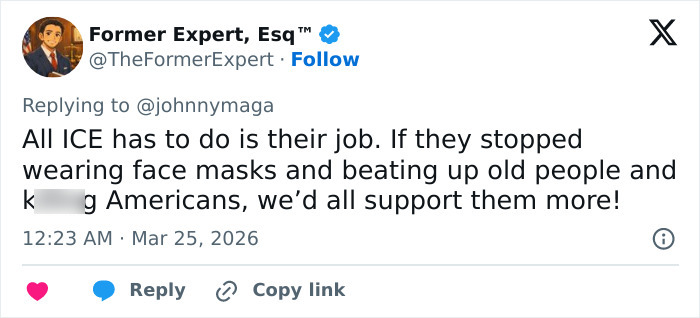 Screenshot of a tweet discussing ICE with a critical reaction toward their actions at the airport.