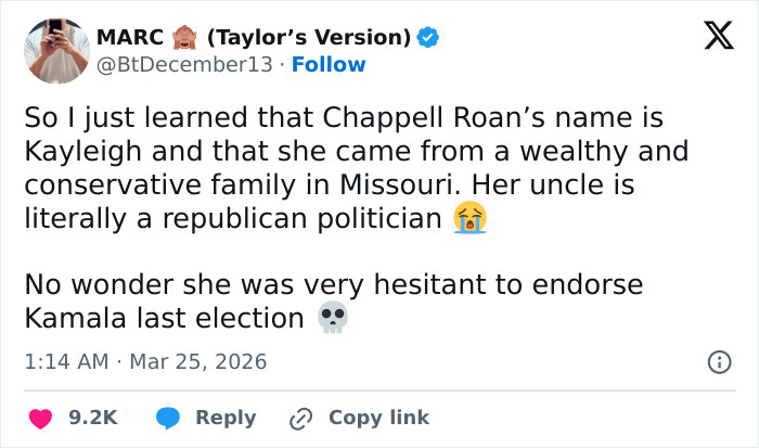 Tweet discussing Chappell Roan’s background and fans reacting to security guard’s treatment of Jude Law’s daughter.