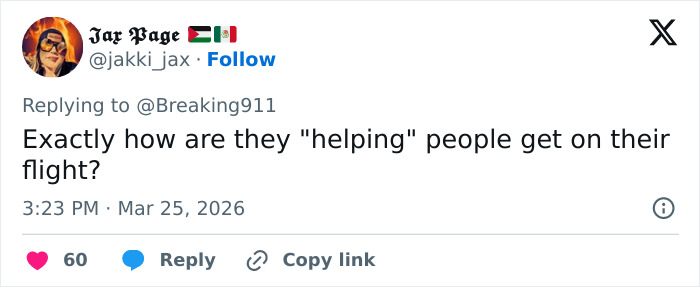 Screenshot of a Twitter reply questioning how ICE is helping people get on their flight, highlighting internet reaction.