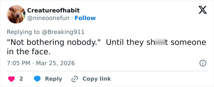 Tweet from user Creatureofhabit reacting to ICE at the airport, showcasing a Brooklyn man’s priceless reaction trending online.