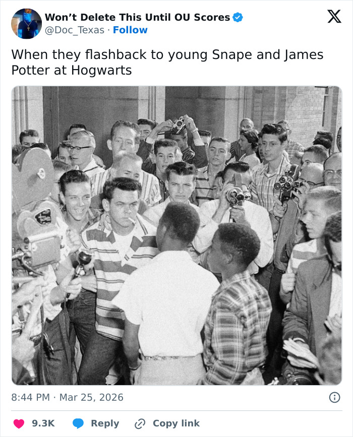 Black and white photo of a crowd with cameras, representing memes about the HBO Harry Potter series fans feelings.