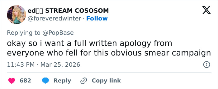 Tweet from user ed expressing demand for a full written apology amid security guard and Jude Law&rsquo;s daughter dispute.