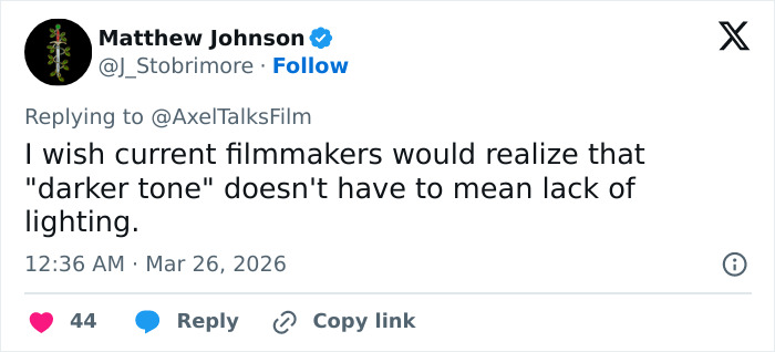 Screenshot of a tweet discussing filmmakers’ approach to darker tone in relation to Harry Potter reboot backlash. Screenshot of a tweet discussing filmmakers’ approach to darker tone in relation to Harry Potter reboot backlash.