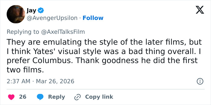 Tweet discussing opinions on Harry Potter reboot style, referencing J.K. Rowling’s views amid backlash on the reboot. Tweet discussing opinions on Harry Potter reboot style, referencing J.K. Rowling’s views amid backlash on the reboot.