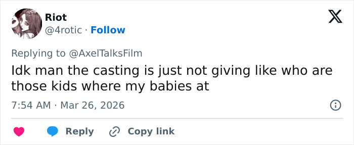 Tweet from user Riot expressing skepticism about Harry Potter reboot casting amid backlash online. Tweet from user Riot expressing skepticism about Harry Potter reboot casting amid backlash online.