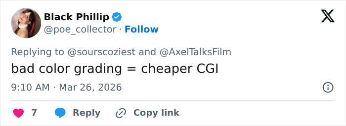 Screenshot of a tweet discussing bad color grading and cheaper CGI amid Harry Potter reboot backlash. Screenshot of a tweet discussing bad color grading and cheaper CGI amid Harry Potter reboot backlash.