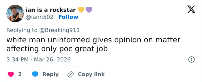 Tweet from user iann502 sharing opinion on a matter related to ICE at the airport with mixed reactions.