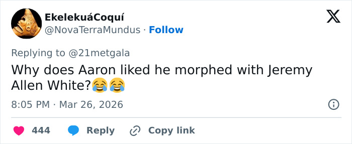 Screenshot of a tweet about Aaron Taylor-Johnson's appearance and fans noticing odd changes in his evolved form. Screenshot of a tweet about Aaron Taylor-Johnson's appearance and fans noticing odd changes in his evolved form.