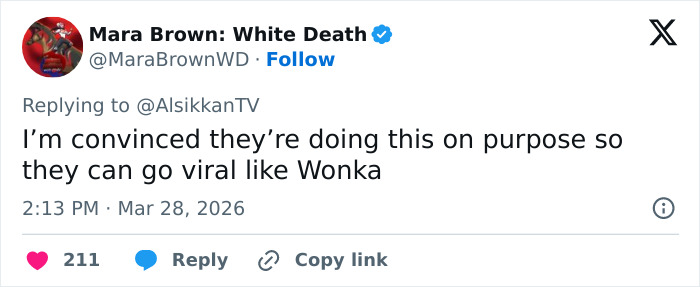 Tweet from Mara Brown expressing belief that Barbie Dream Fest is designed to go viral like W***y Wonka experience after guests left fuming.