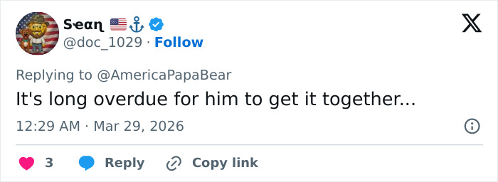 Screenshot of a tweet responding to Vanessa Trump’s fierce ultimatum to Tiger Woods after DUI arrest.