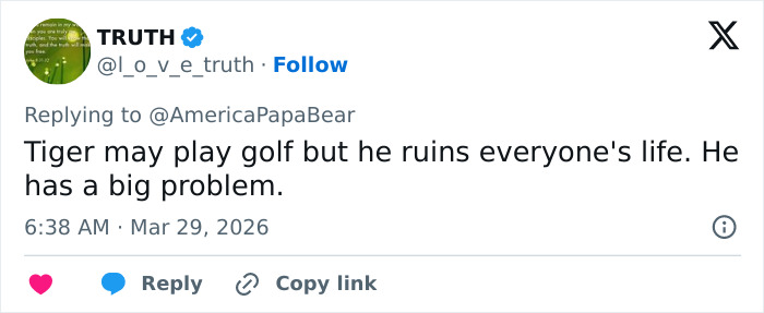 Screenshot of a social media post discussing Tiger Woods and referencing Vanessa Trump issuing a fierce ultimatum after DUI arrest.