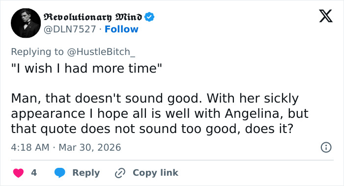 Angelina Jolie's Cryptic Statement At Tom Ford Event Sparks Theories After Fans Scrutinize Her Transformation Angelina Jolie's Cryptic Statement At Tom Ford Event Sparks Theories After Fans Scrutinize Her Transformation