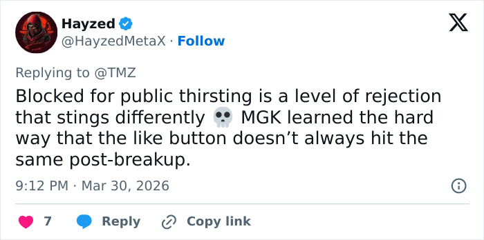 "Ela realmente terminou": MGK sob fogo após Megan Fox bloqueá-lo após seus comentários sedentos