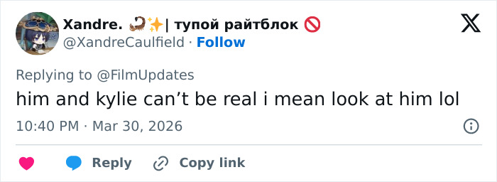 Twitter user commenting on Timothée Chalamet and Kylie Jenner’s relationship, expressing disbelief after beach photos. Twitter user commenting on Timothée Chalamet and Kylie Jenner’s relationship, expressing disbelief after beach photos.