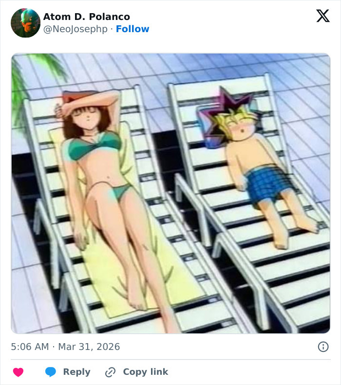 Two anime characters lounging on beach chairs, illustrating fans baffled by Timothée Chalamet and Kylie Jenner relationship. Two anime characters lounging on beach chairs, illustrating fans baffled by Timothée Chalamet and Kylie Jenner relationship.