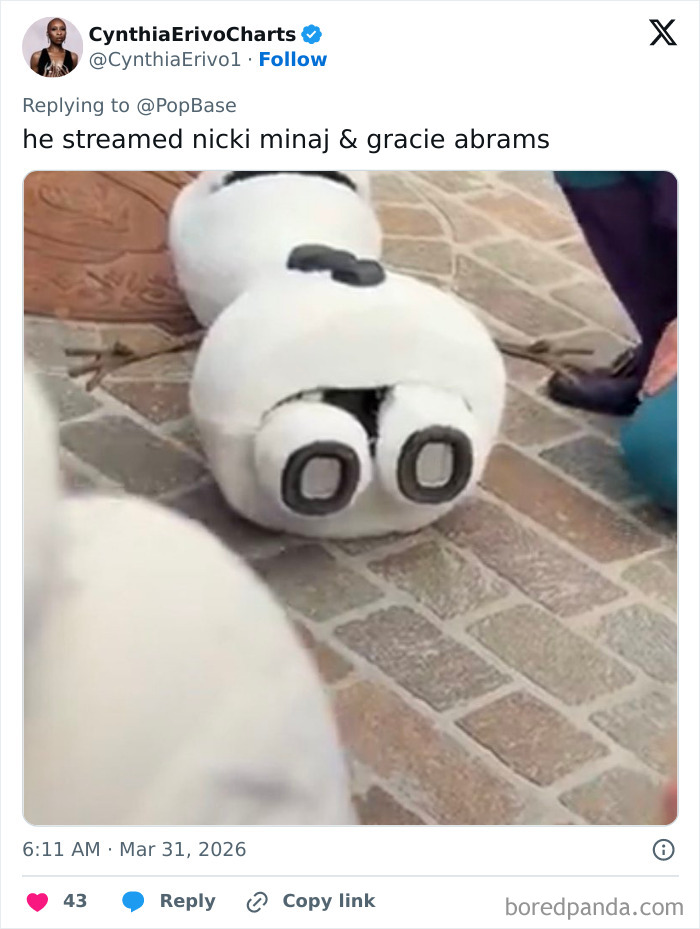 Disney's animatronic Olaf collapsed on the ground in front of fans, capturing a funny and unexpected moment.