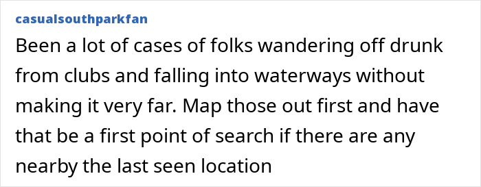 Screenshot of an online comment discussing cases related to the suspicious footage in the mysterious vanishing of an American student in Spain.