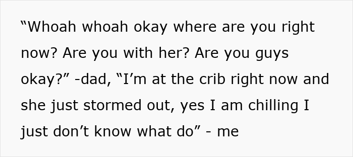 Text message conversation showing a boyfriend letting his girlfriend use his apartment to catch up with her old friend, then reacting after learning it is her ex.