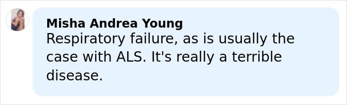 Comment about respiratory failure related to ALS, referencing Eric Dane&rsquo;s cause of passing revealed after heartbreaking loss.