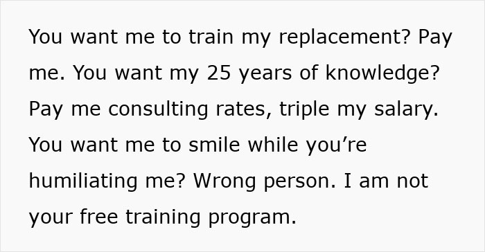 Employee refuses free training for new hire, expressing frustration and resisting unfair expectations from HR. Employee refuses free training for new hire, expressing frustration and resisting unfair expectations from HR.