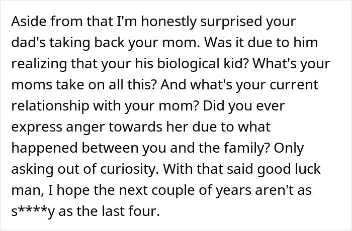 Text message discussing a man surprised by DNA lab errors that led to disowning the wrong son and wanting to reconnect.