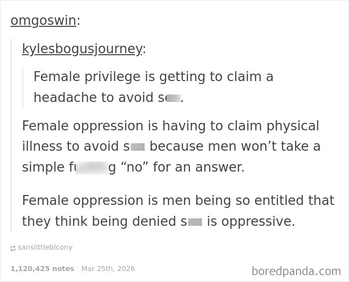 Screenshot of social media comments discussing female privilege and oppression regarding toxic men and women's experiences.