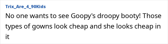 Screenshot of online comment criticizing Gwyneth Paltrow’s Oscars dress mishap and appearance during event.