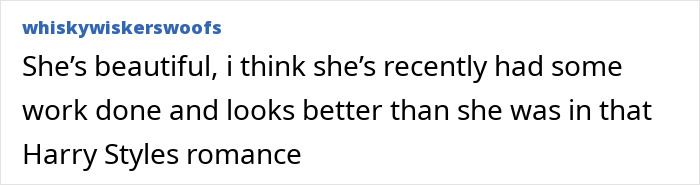 Comment discussing Anne Hathaway's appearance and fans noticing something off about her Oscars look.