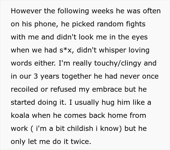Text excerpt showing relationship struggles, highlighting regret after ditching fianc&eacute;e to chase the one that got away.