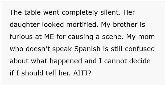 Man&rsquo;s Potential MIL Insults His Whole Fam In Spanish, Sis Reveals She Understood All