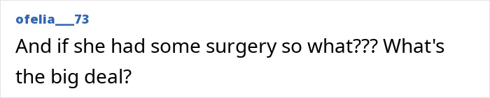 Comment text on a white background discussing surgery and appearance in relation to Anne Hathaway&rsquo;s Oscars look.