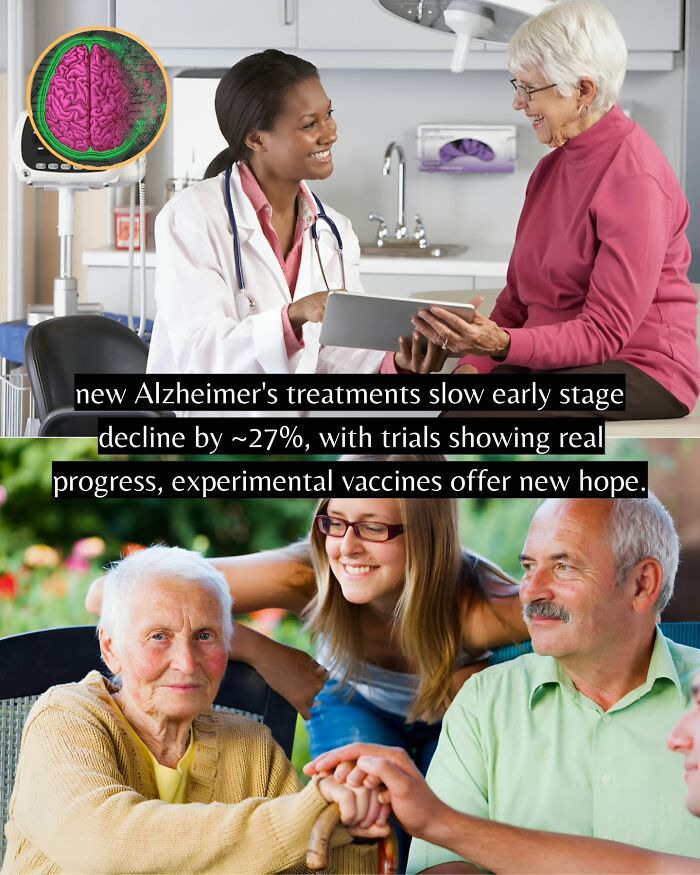 Doctor discussing new Alzheimer's treatments with elderly patient, highlighting good news from around the world progress.